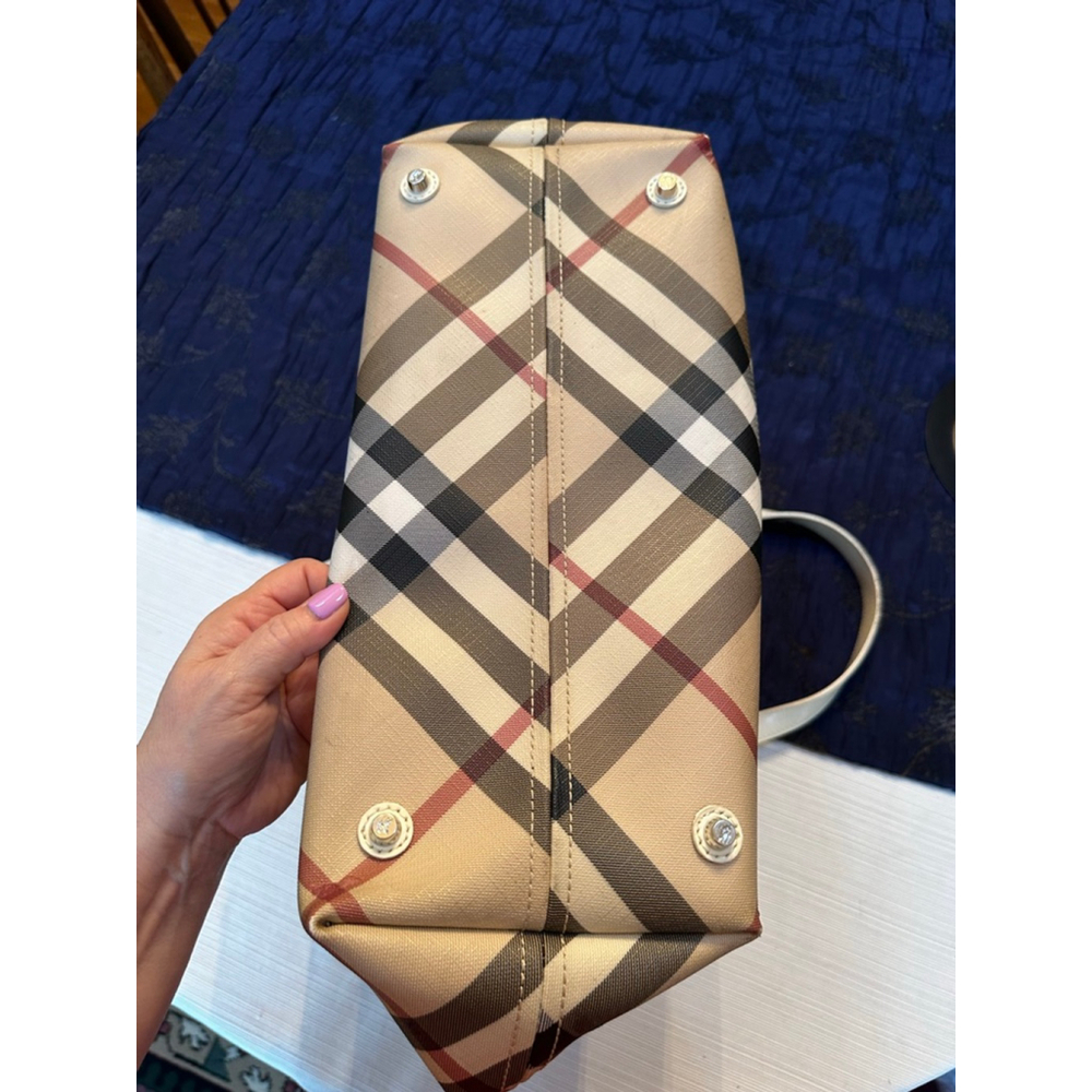 Burberry Beige & Burgundy Multi-Color Tote Bag - Picture 14 of 16